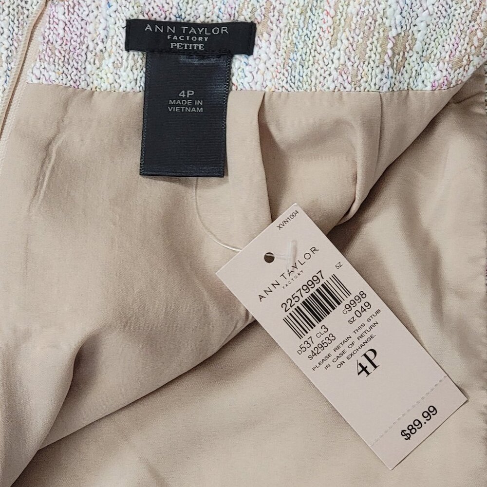 NWT Ann Taylor Factory Multicolor Pastel Textured Pencil Skirt - 4P - Picture 5 of 9